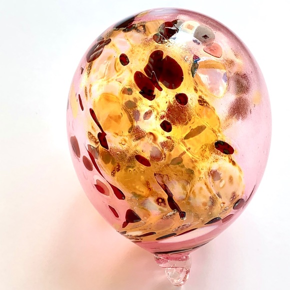 PINK GOLD SPECKLED EGG_HAND BLOWN GLASS ORNAMENT - Picture 9 of 16